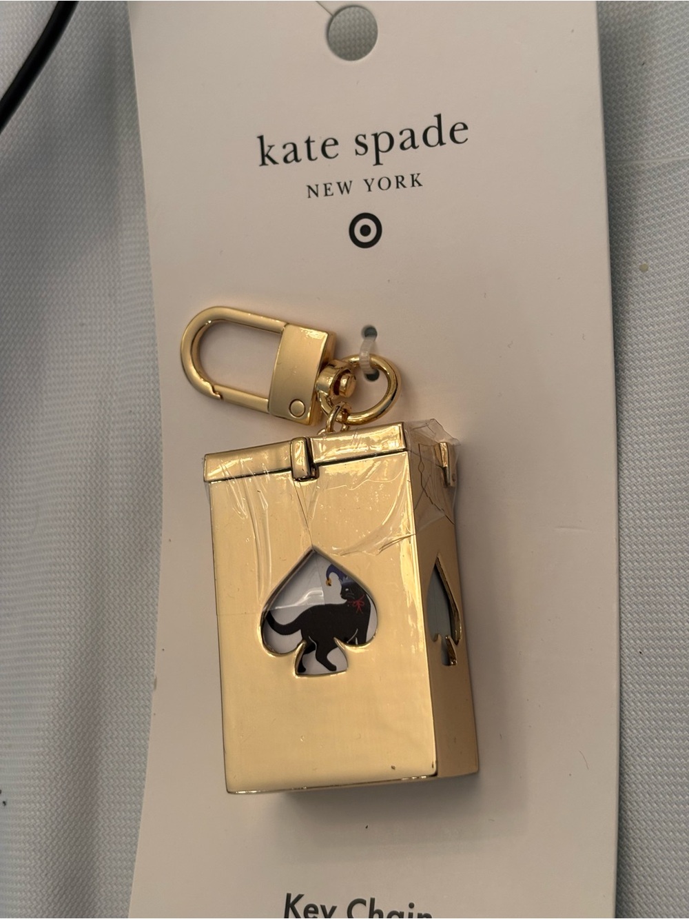 kate spade Gold Spade Cutout Card Case Key Chain